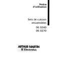 ARTHUR MARTIN ELECTROLUX DE0270W Owners Manual ARTHUR MARTIN ELECTROLUX DE0270W Owners Manual